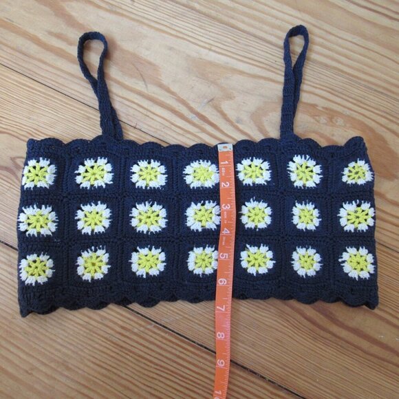 BP. Daisy Crochet Tank Top XS Navy Yellow White - Picture 9 of 10